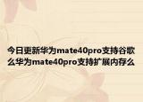 今日更新华为mate40pro支持谷歌么华为mate40pro支持扩展内存么