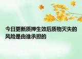 今日更新质押生效后质物灭失的风险是由谁承担的