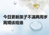 今日更新孩子不满两周岁离婚该给谁