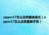 oppor17怎么设置黑夜模式（oppor17怎么设置黑屏手势）