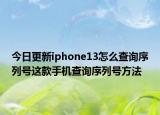 今日更新iphone13怎么查询序列号这款手机查询序列号方法