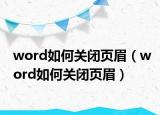 word如何关闭页眉（word如何关闭页眉）