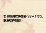 怎么取消软件加密oppo（怎么取消软件加密）