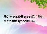 华为mate30是typec吗（华为mate30是typec接口吗）