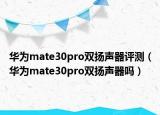 华为mate30pro双扬声器评测（华为mate30pro双扬声器吗）