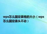 wps怎么固定表格的大小（wps怎么固定表头不动）