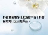 抖音发合唱为什么没有声音（抖音合唱为什么没有声音）