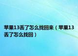 苹果13丢了怎么找回来（苹果13丢了怎么找回）