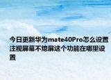 今日更新华为mate40Pro怎么设置注视屏幕不熄屏这个功能在哪里设置