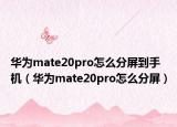 华为mate20pro怎么分屏到手机（华为mate20pro怎么分屏）