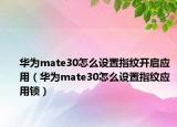 华为mate30怎么设置指纹开启应用（华为mate30怎么设置指纹应用锁）