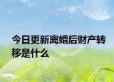 今日更新离婚后财产转移是什么