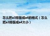 怎么把a3排版成a4的格式（怎么把a3排版成a4大小）