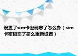 设置了sim卡密码忘了怎么办（sim卡密码忘了怎么重新设置）