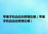 苹果手机自启动管理在哪（苹果手机自启动管理在哪）