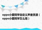 oppo小爱同学自定义声音资源（oppo小爱同学怎么用）