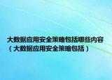 大数据应用安全策略包括哪些内容（大数据应用安全策略包括）