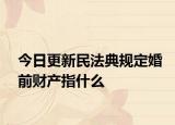 今日更新民法典规定婚前财产指什么
