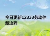 今日更新12333劳动仲裁流程