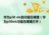 华为p30 otc的功能在哪里（华为p30otc功能在哪里打开）