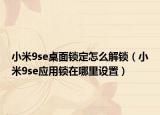 小米9se桌面锁定怎么解锁（小米9se应用锁在哪里设置）