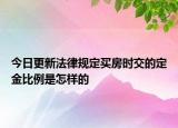 今日更新法律规定买房时交的定金比例是怎样的