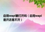 启用wapi要打开吗（启用wapi是开还是不开）