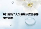 今日更新个人公益组织注册条件是什么呢