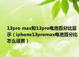 13pro max和13pro电池百分比显示（iphone13promax电池百分比怎么设置）