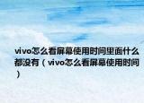 vivo怎么看屏幕使用时间里面什么都没有（vivo怎么看屏幕使用时间）