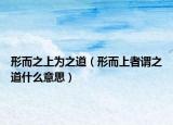 形而之上为之道（形而上者谓之道什么意思）