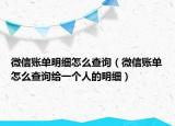 微信账单明细怎么查询（微信账单怎么查询给一个人的明细）