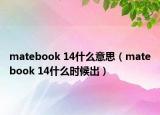 matebook 14什么意思（matebook 14什么时候出）