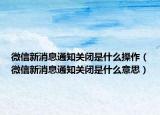 微信新消息通知关闭是什么操作（微信新消息通知关闭是什么意思）