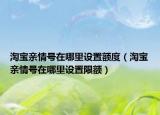 淘宝亲情号在哪里设置额度（淘宝亲情号在哪里设置限额）