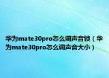 华为mate30pro怎么调声音锁（华为mate30pro怎么调声音大小）