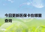 今日更新医保卡在哪里查询