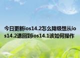 今日更新ios14.2怎么降级想从ios14.2退回到ios14.1该如何操作