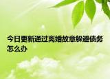今日更新通过离婚故意躲避债务怎么办
