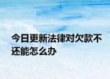 今日更新法律对欠款不还能怎么办