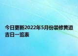 今日更新2022年5月份装修黄道吉日一览表