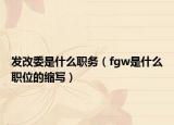 发改委是什么职务（fgw是什么职位的缩写）