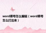 word乘号怎么编辑（word乘号怎么打出来）