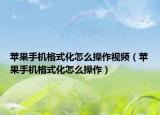 苹果手机格式化怎么操作视频（苹果手机格式化怎么操作）
