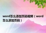 word怎么添加页码视频（word怎么添加页码）
