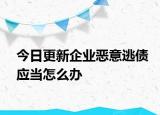 今日更新企业恶意逃债应当怎么办