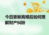 今日更新离婚后如何理解财产纠纷