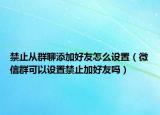 禁止从群聊添加好友怎么设置（微信群可以设置禁止加好友吗）