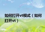 如何打开vt模式（如何打开vt）