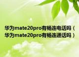 华为mate20pro有畅连电话吗（华为mate20pro有畅连通话吗）